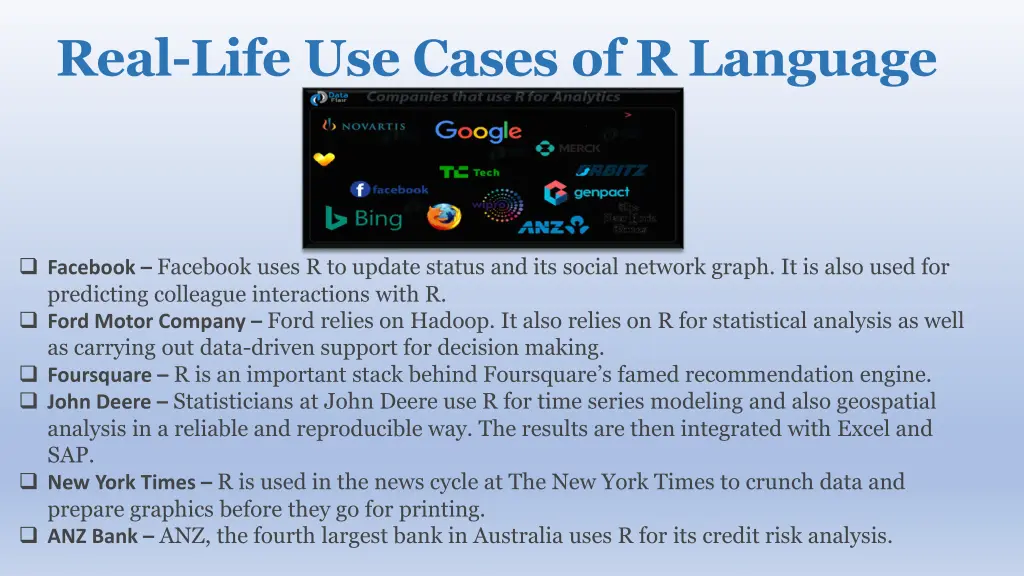 real life use cases of r language