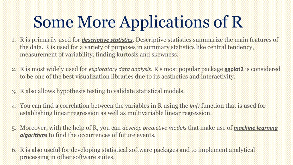 some more applications of r