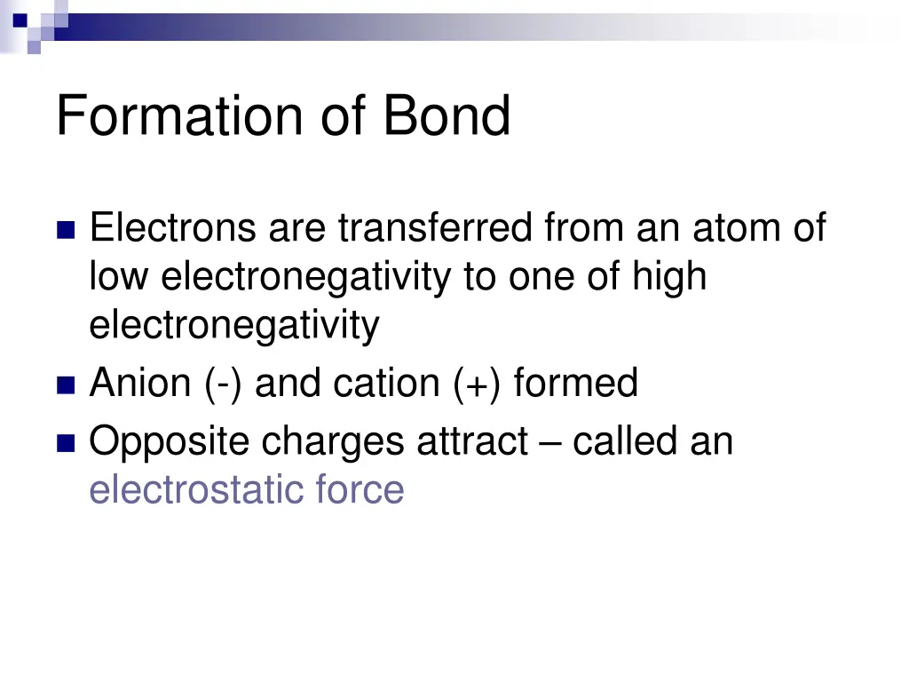 formation of bond