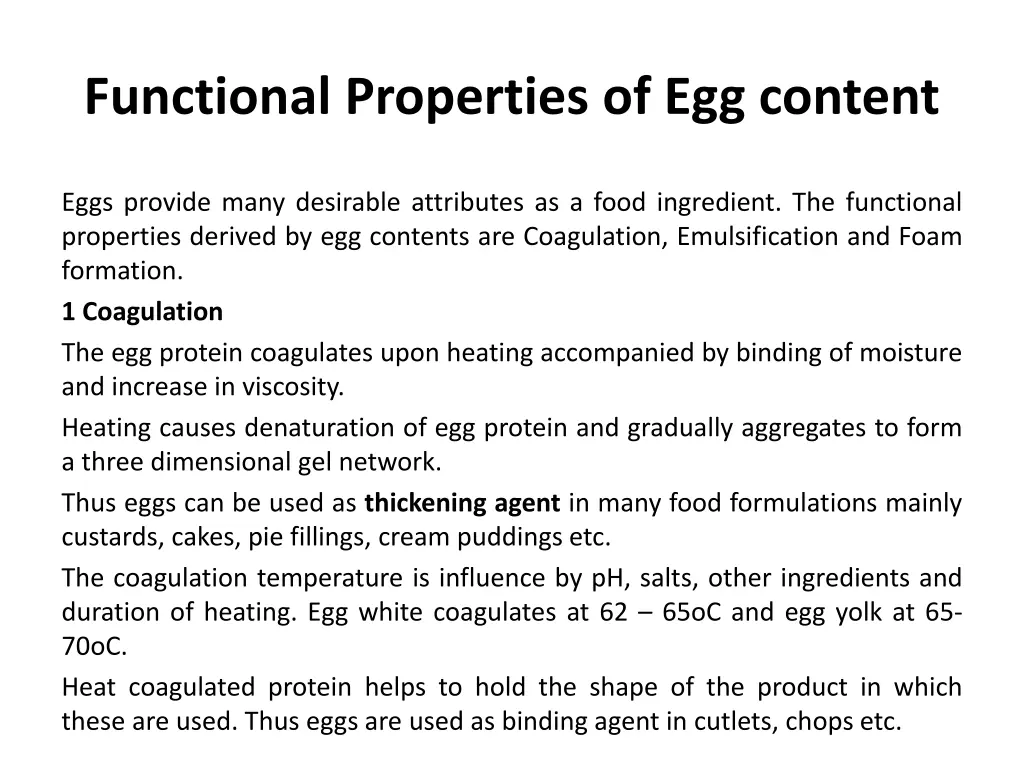 functional properties of egg content