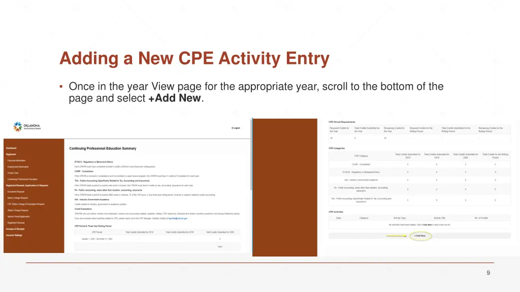 adding a new cpe activity entry