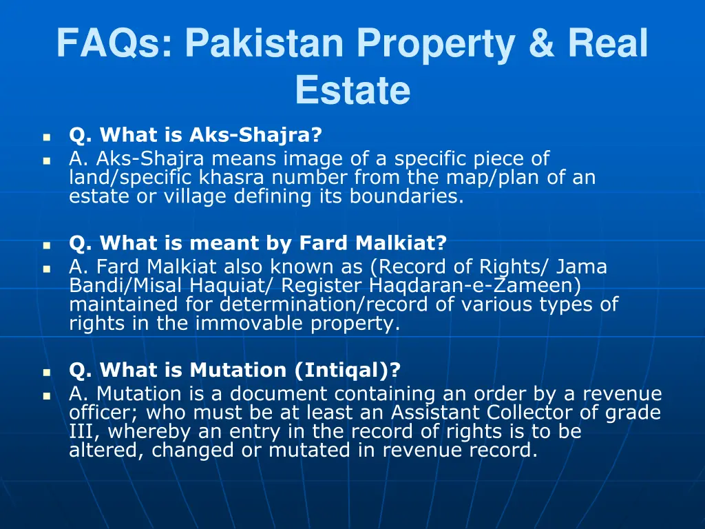 faqs pakistan property real estate q what