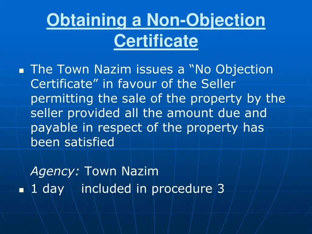 obtaining a non objection certificate