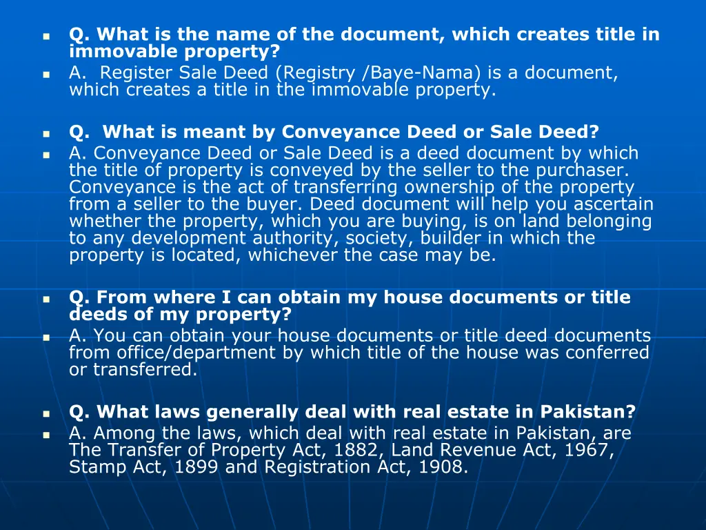 q what is the name of the document which creates