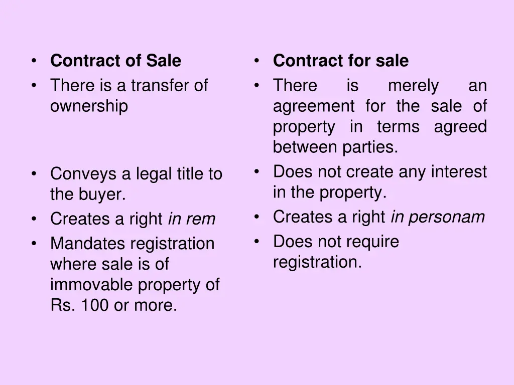 contract of sale there is a transfer of ownership