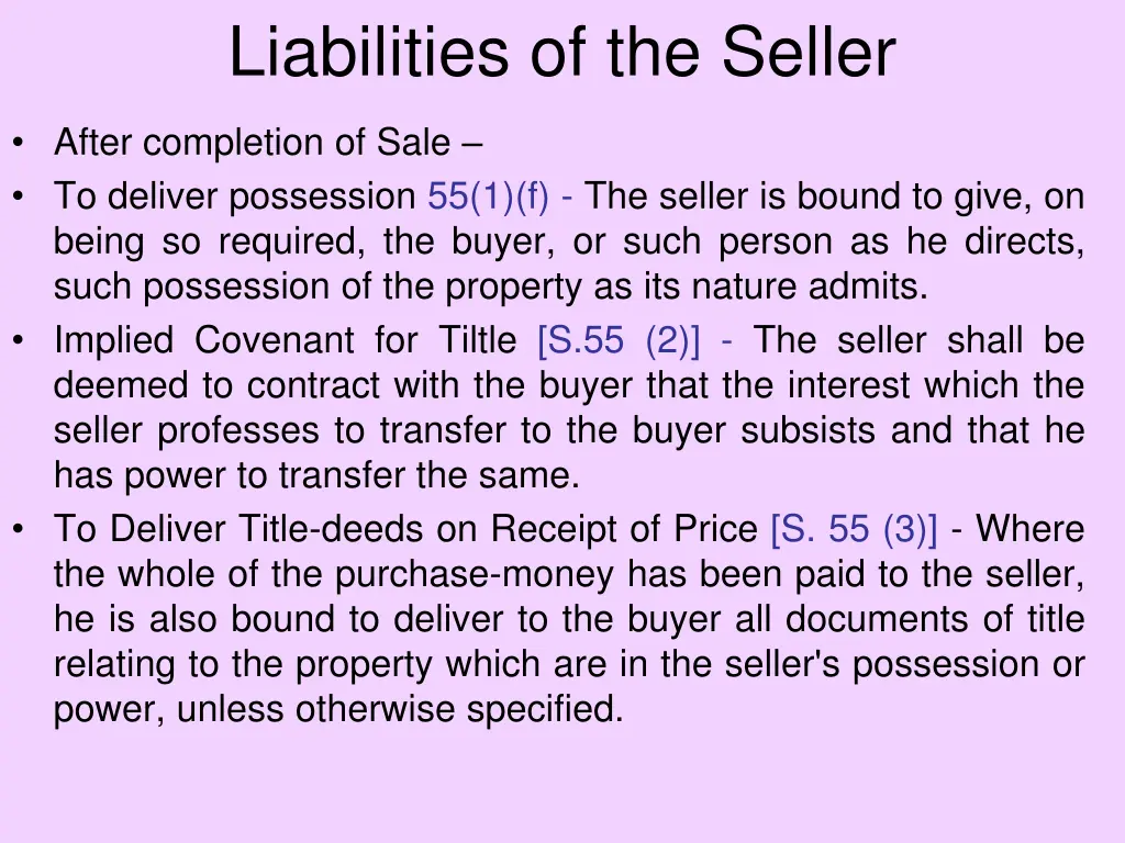 liabilities of the seller 1