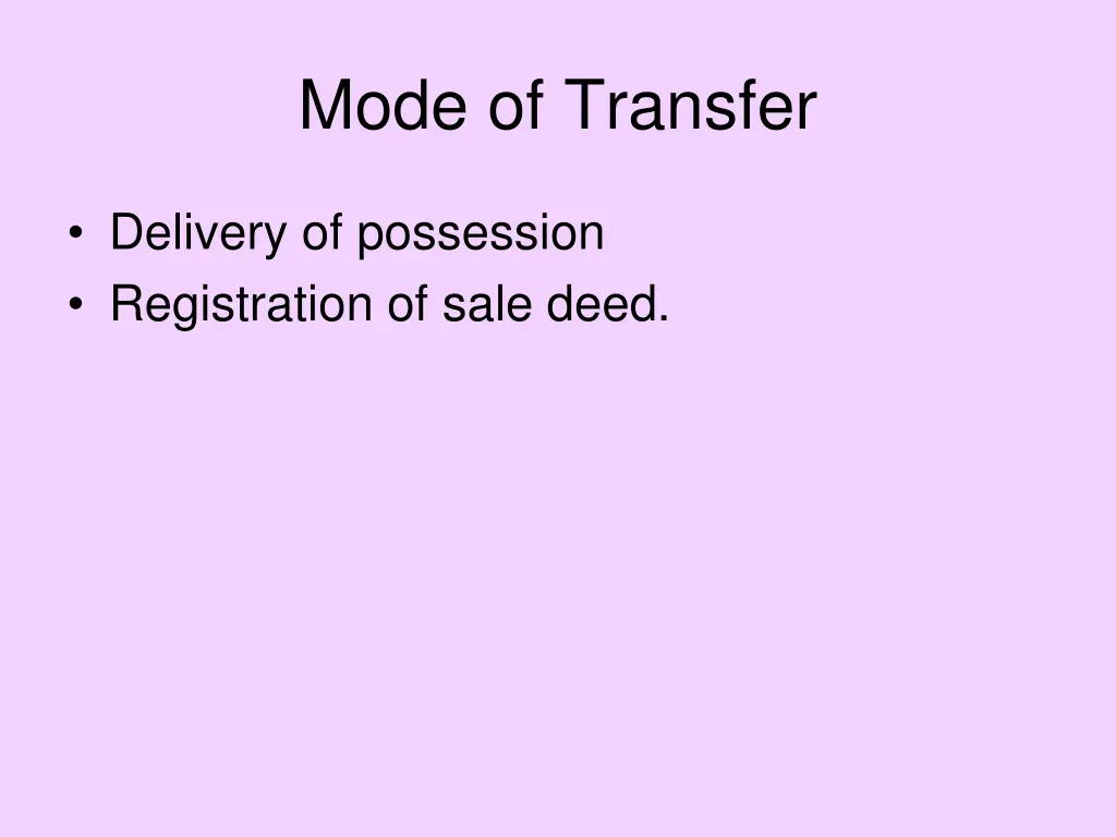 mode of transfer