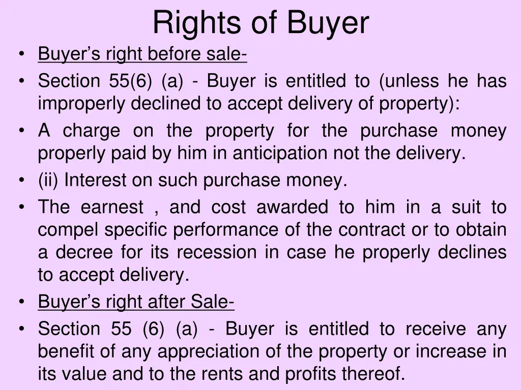 rights of buyer