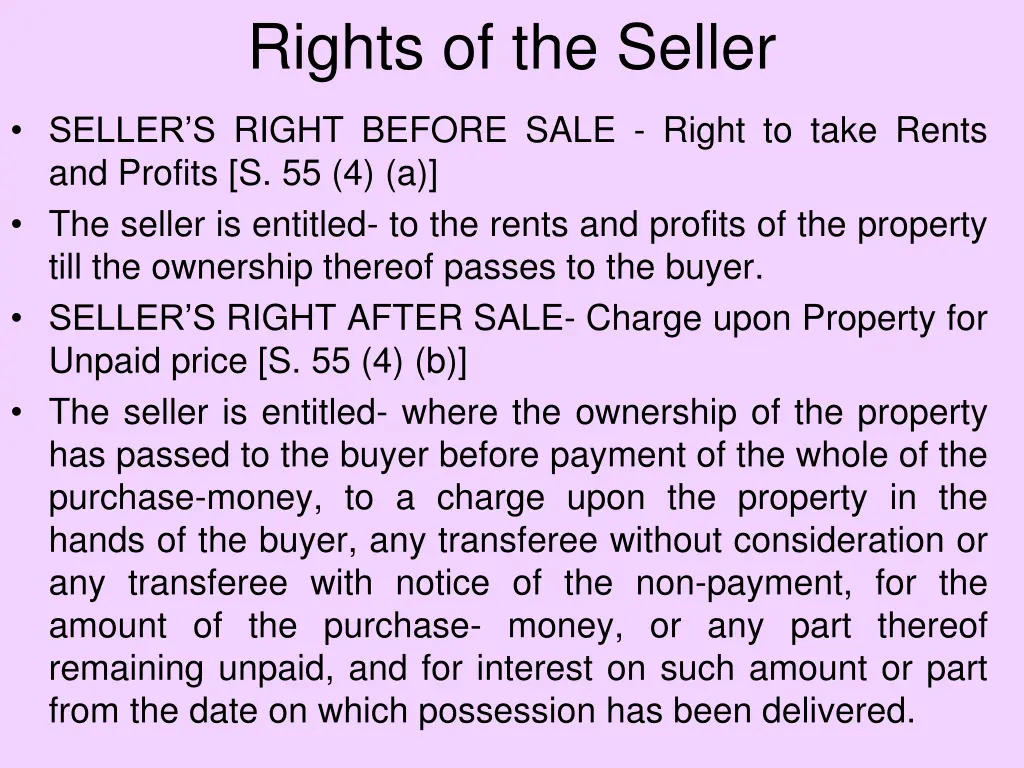 rights of the seller