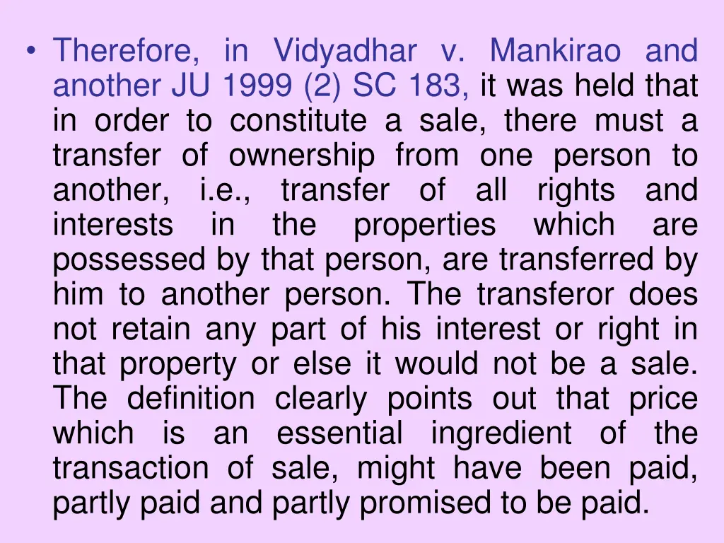 therefore in vidyadhar v mankirao and another