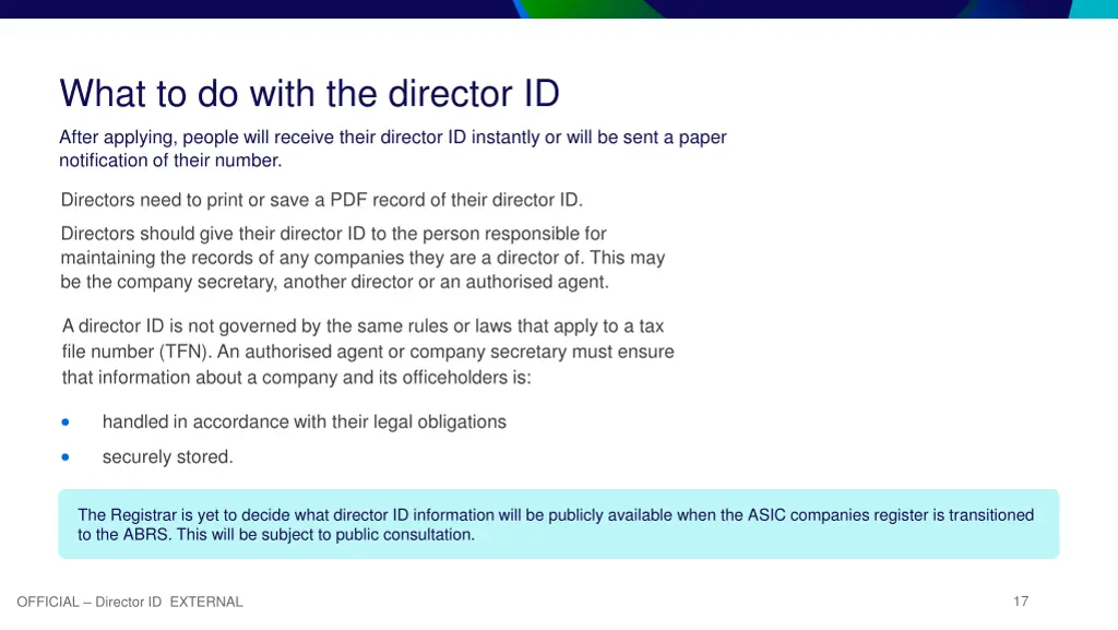 what to do with the director id