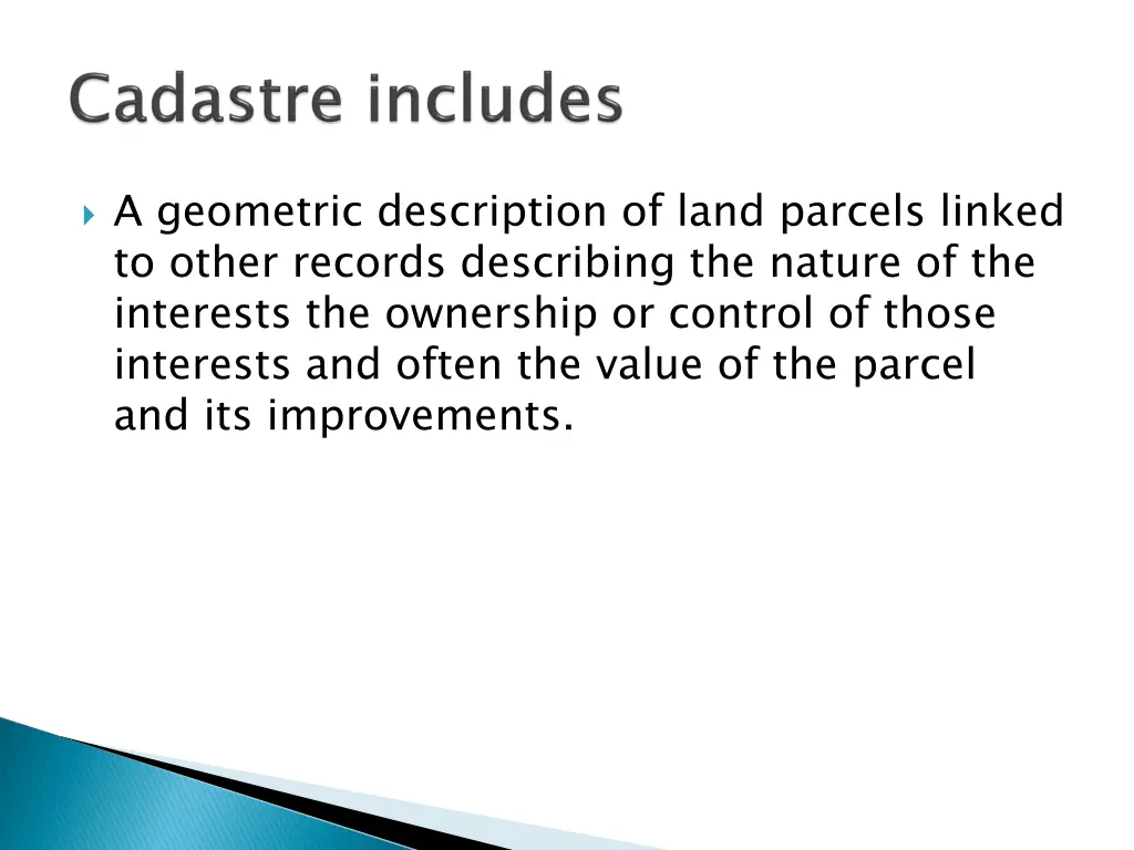 a geometric description of land parcels linked