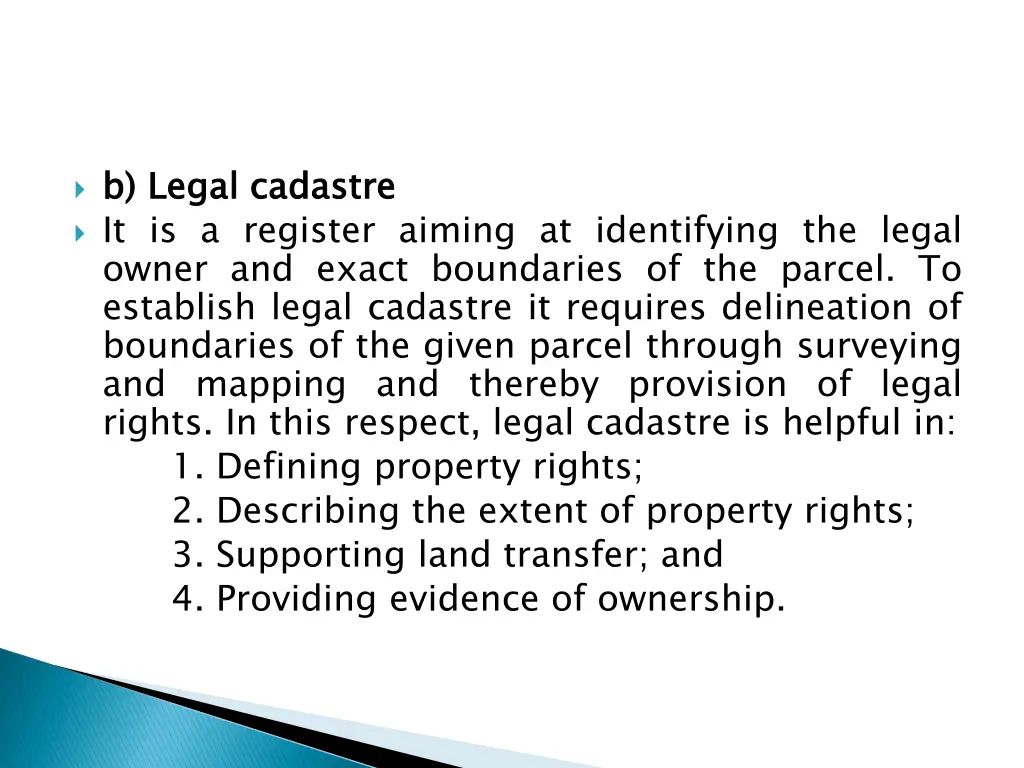 b legal cadastre it is a register aiming