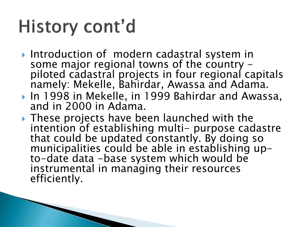 introduction of modern cadastral system in some