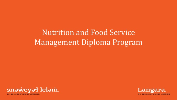 nutrition and food service management diploma