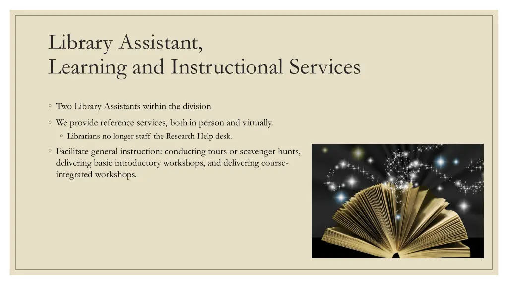 library assistant learning and instructional