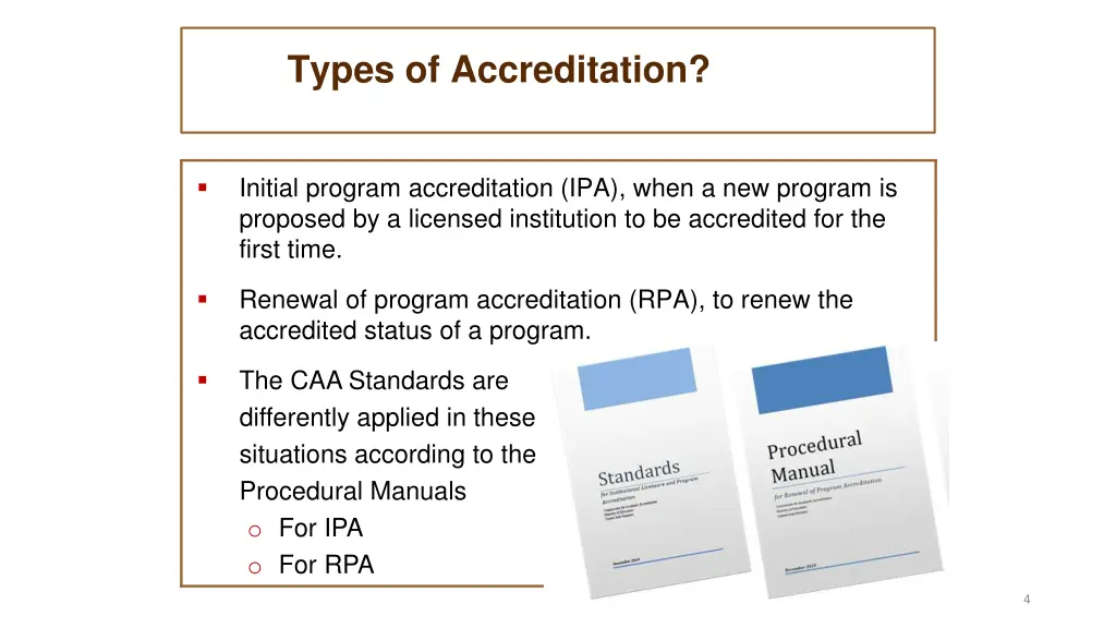 types of accreditation