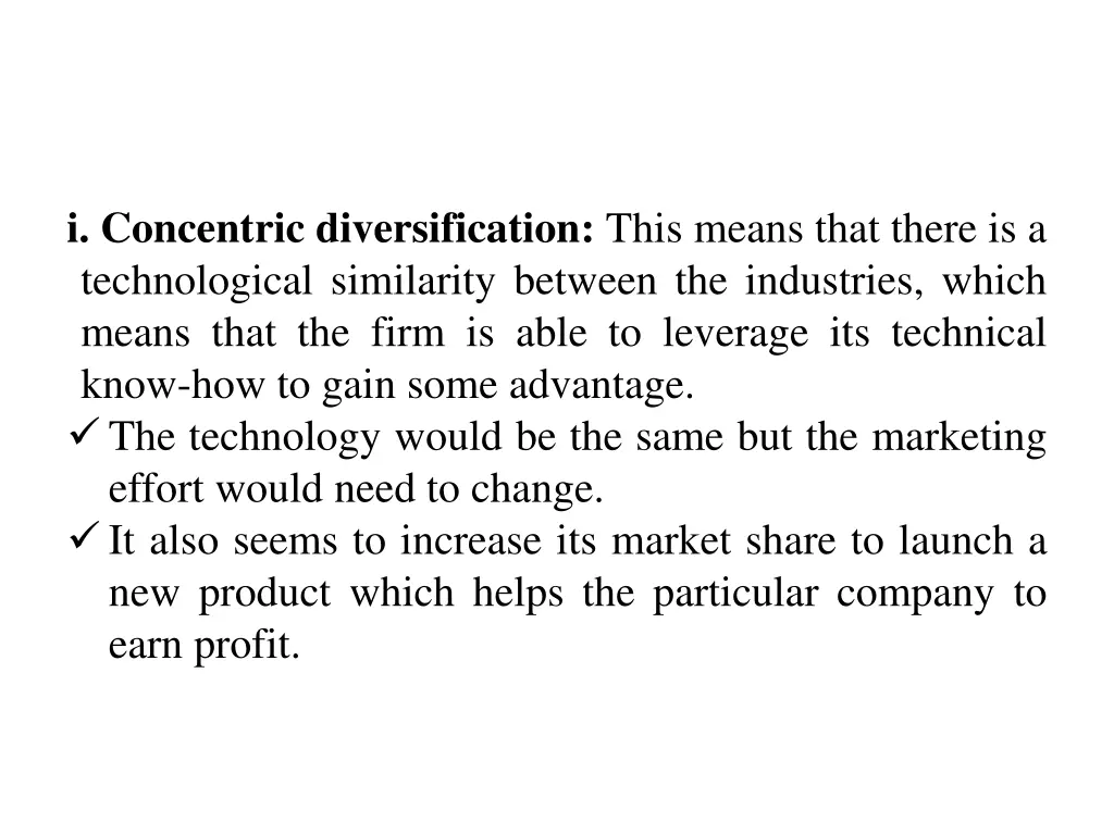 i concentric diversification this means that