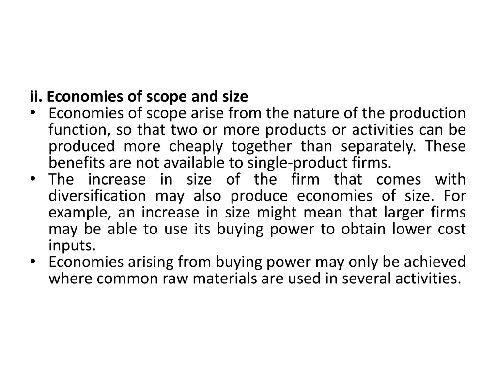 ii economies of scope and size economies of scope