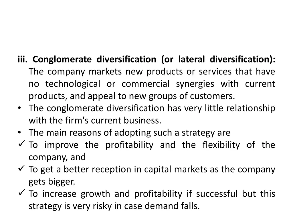 iii conglomerate diversification or lateral