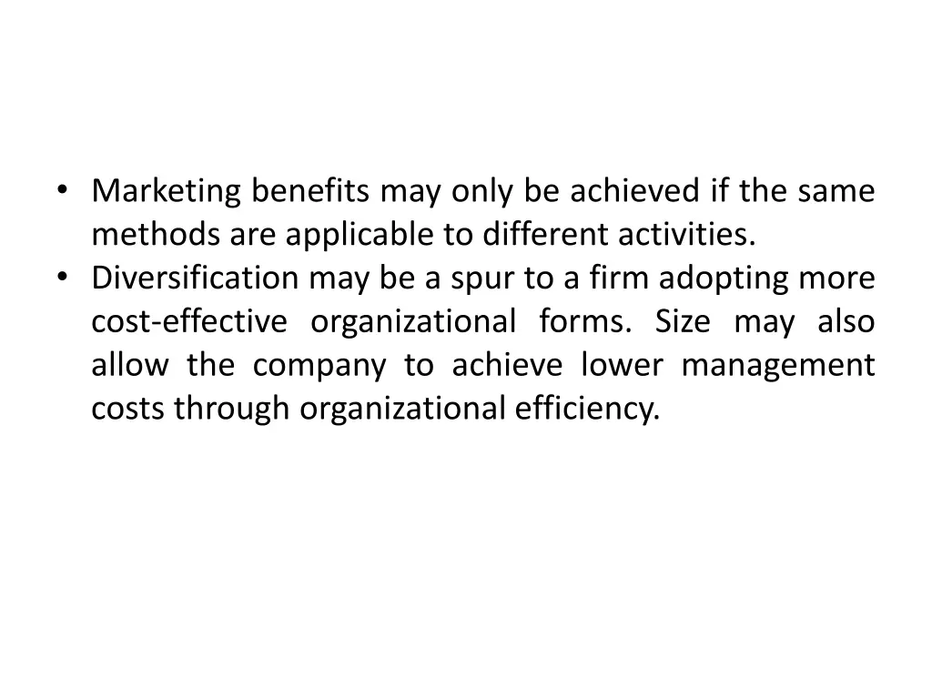 marketing benefits may only be achieved