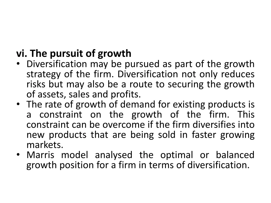 vi the pursuit of growth diversification