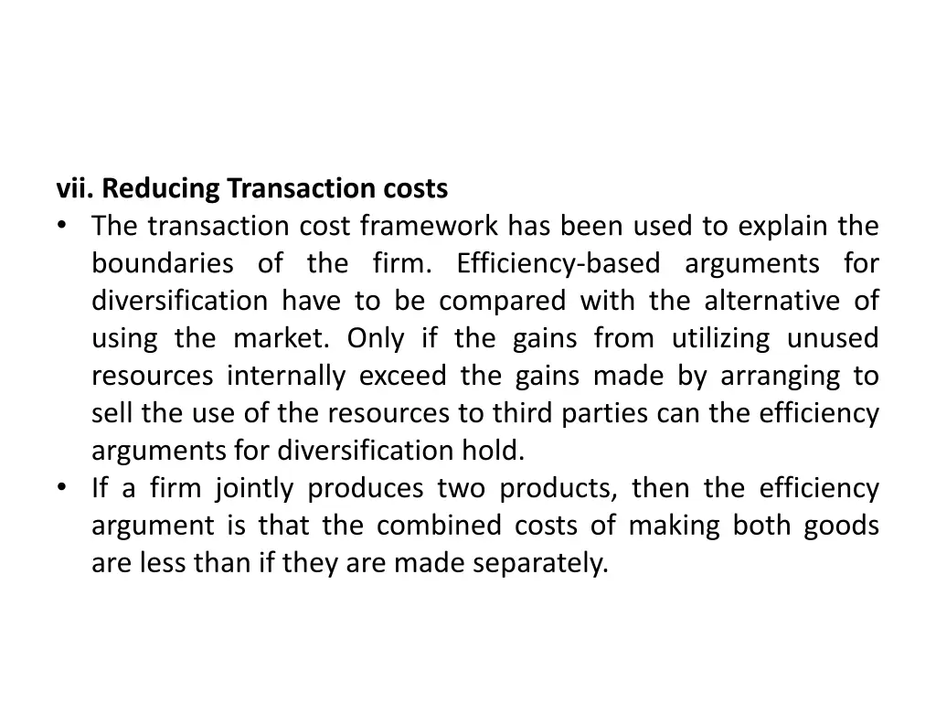 vii reducing transaction costs the transaction