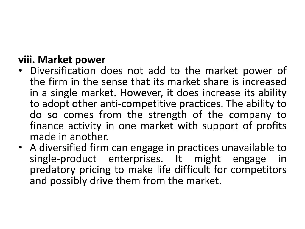 viii market power diversification does