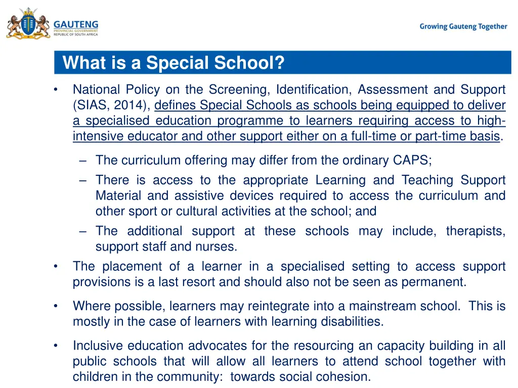 what is a special school