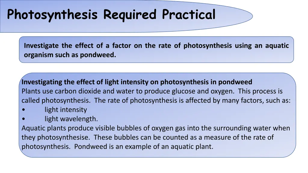 photosynthesis required practical