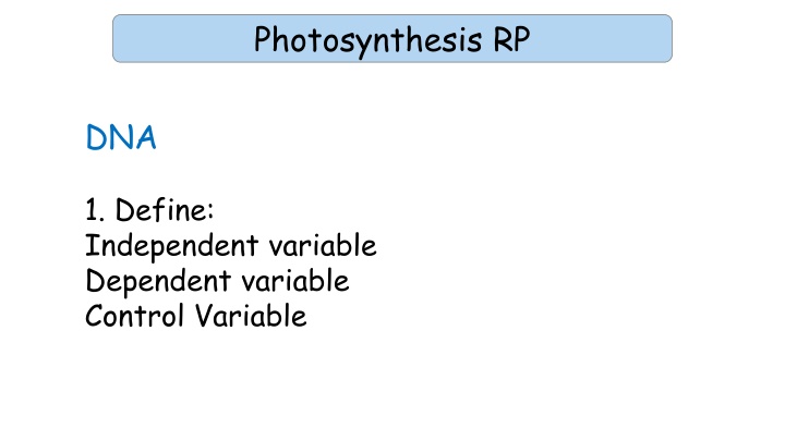 photosynthesis rp