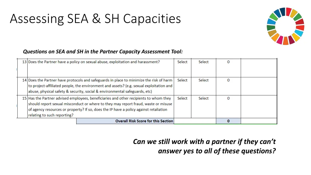 assessing sea sh capacities