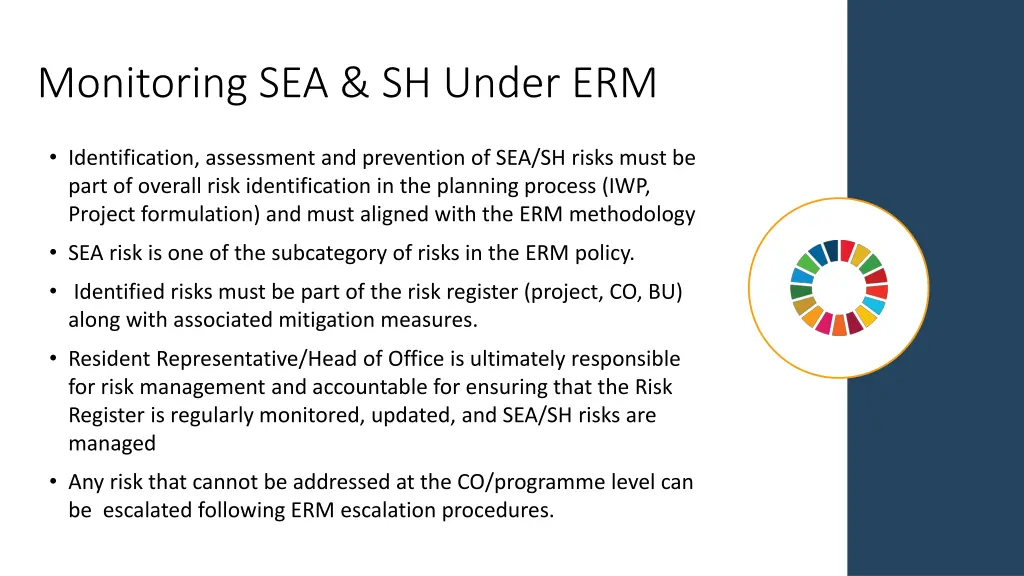 monitoring sea sh under erm