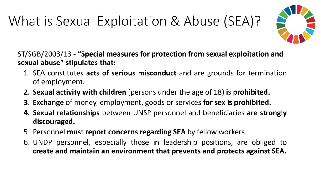 what is sexual exploitation abuse sea