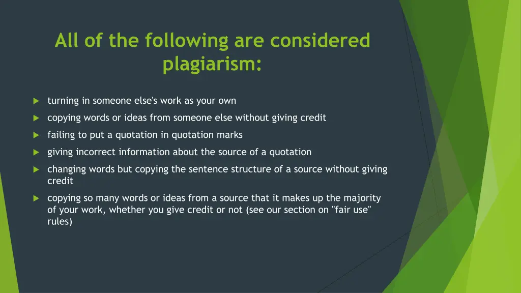 all of the following are considered plagiarism