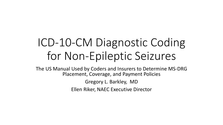 icd 10 cm diagnostic coding for non epileptic