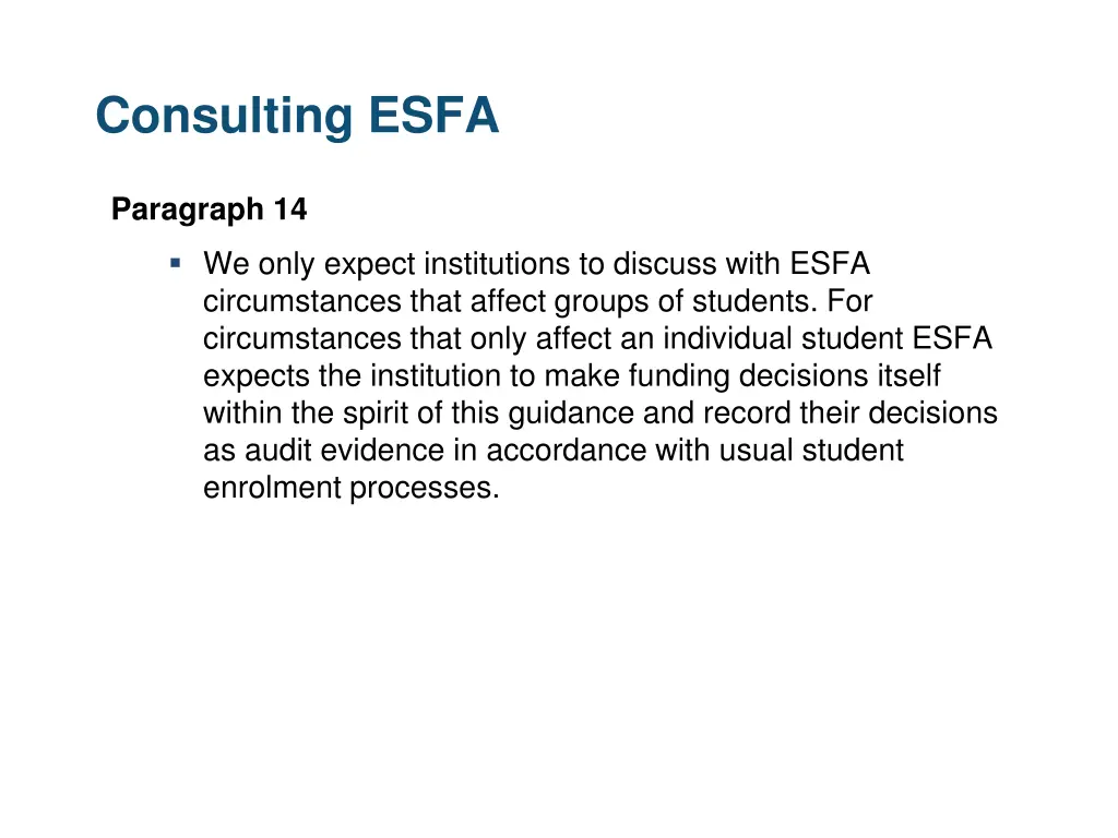 consulting esfa