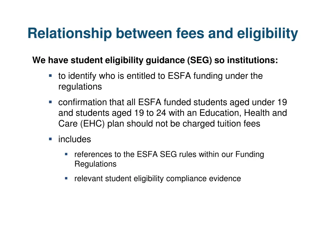 relationship between fees and eligibility 1