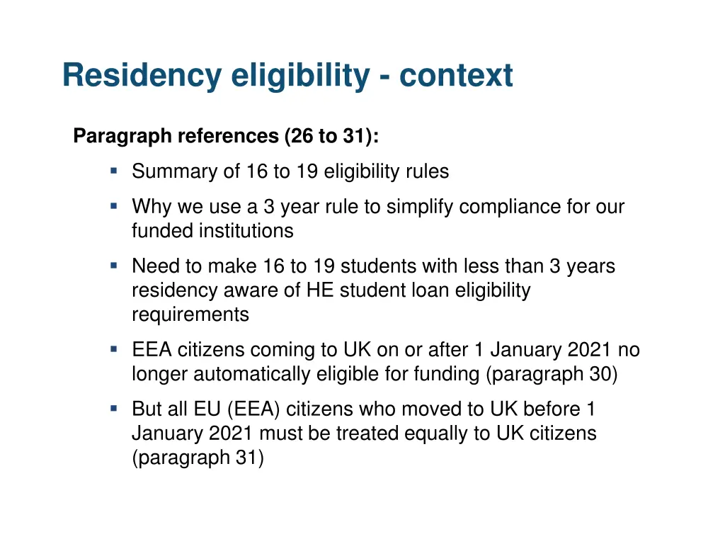 residency eligibility context