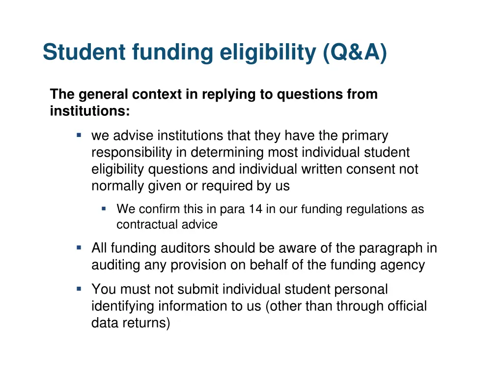 student funding eligibility q a