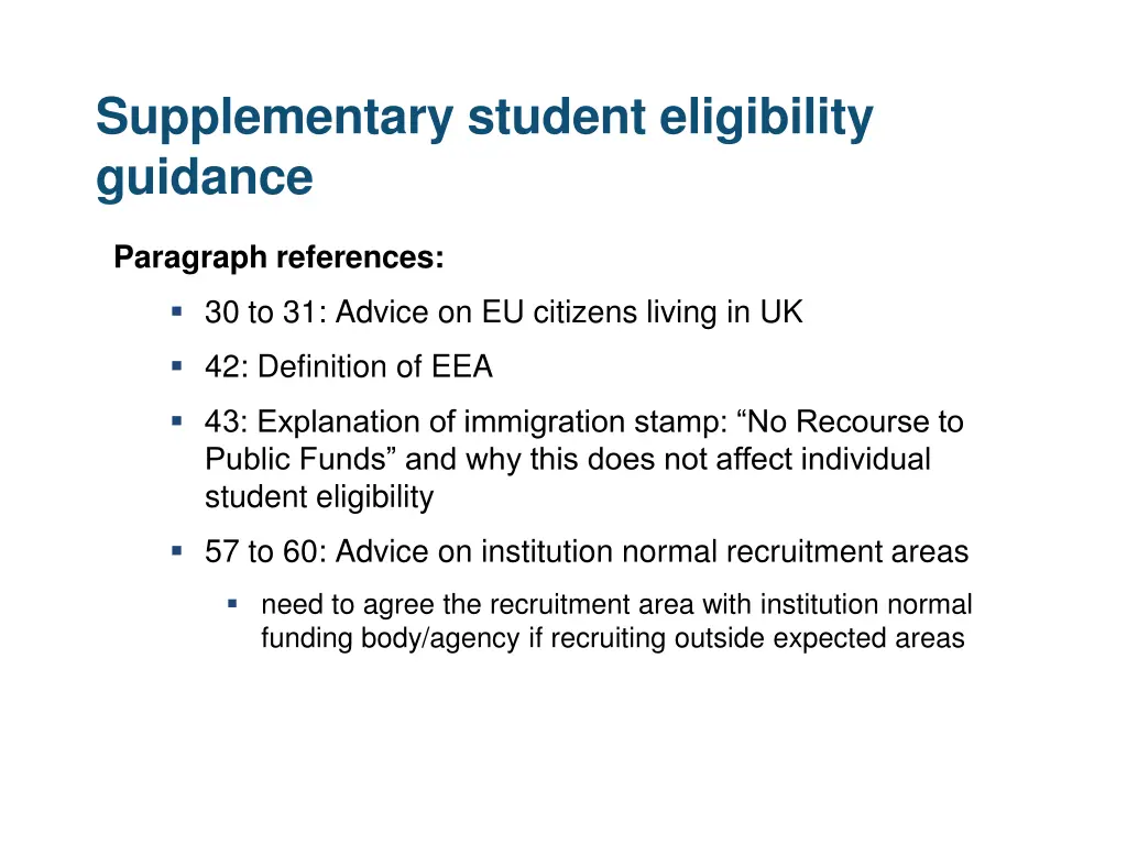 supplementary student eligibility guidance