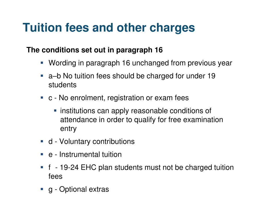 tuition fees and other charges