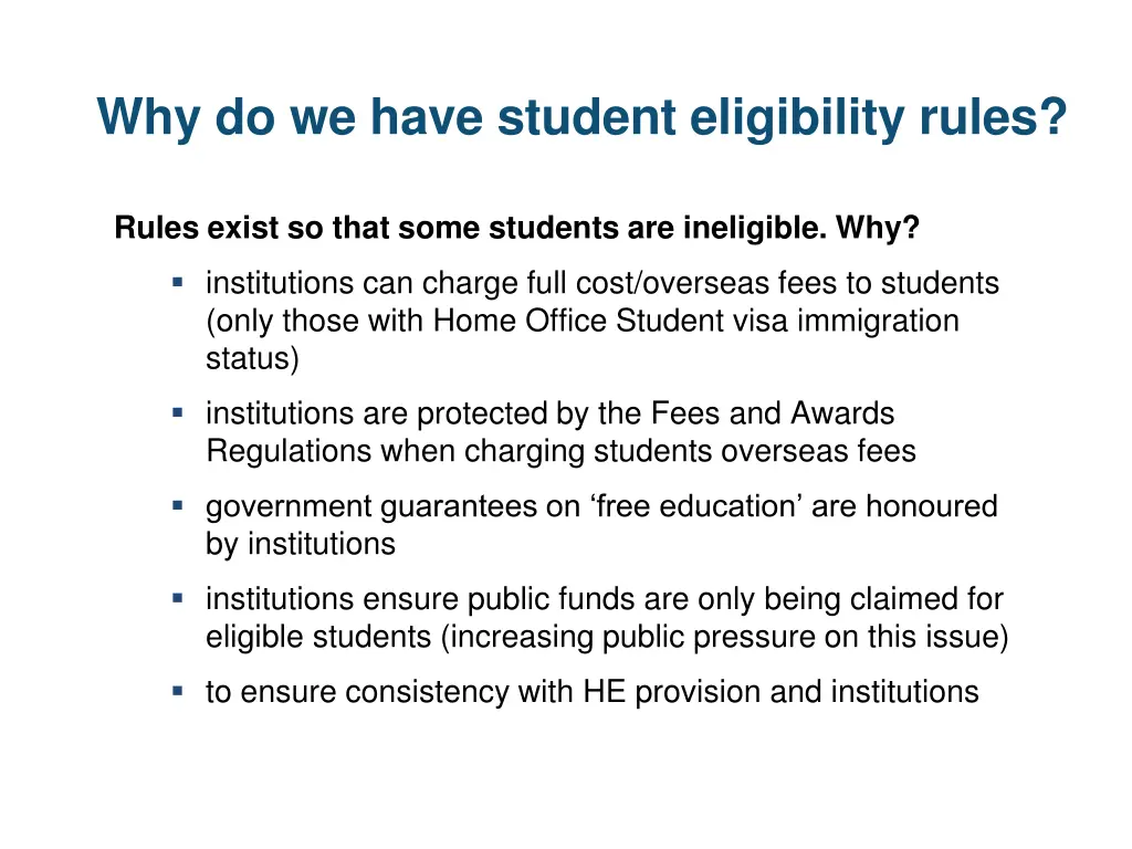 why do we have student eligibility rules 1