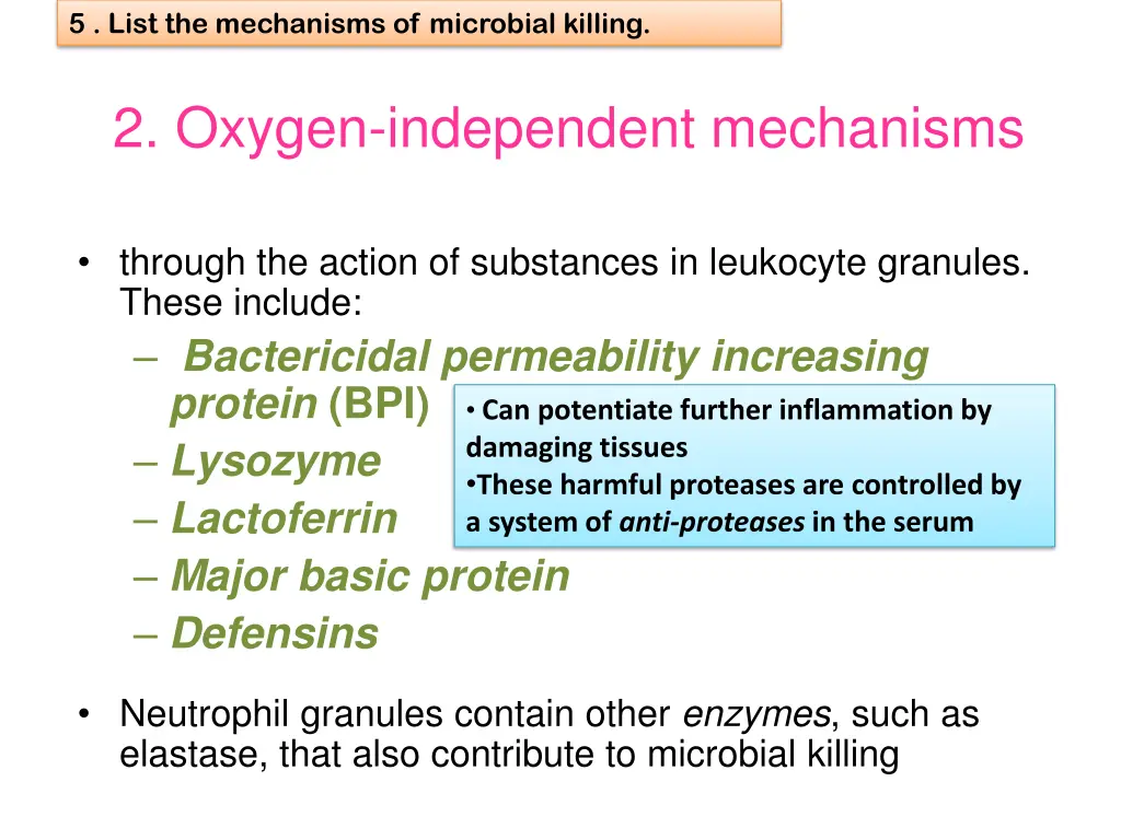 5 list the mechanisms of microbial killing 2