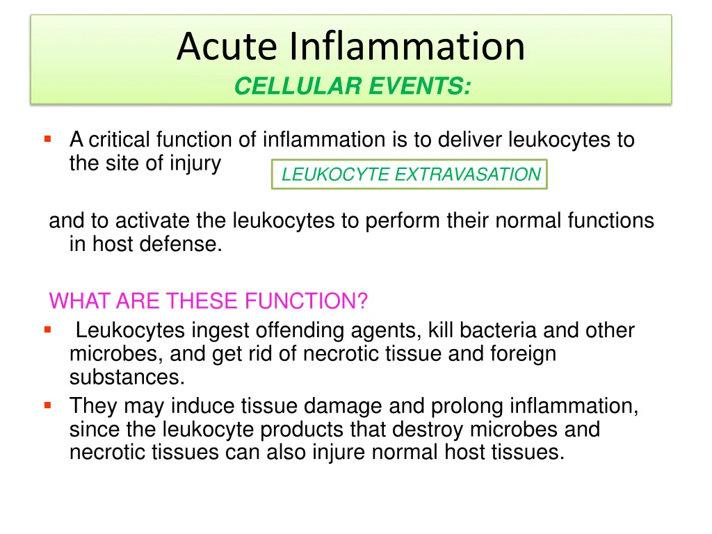 acute inflammation cellular events