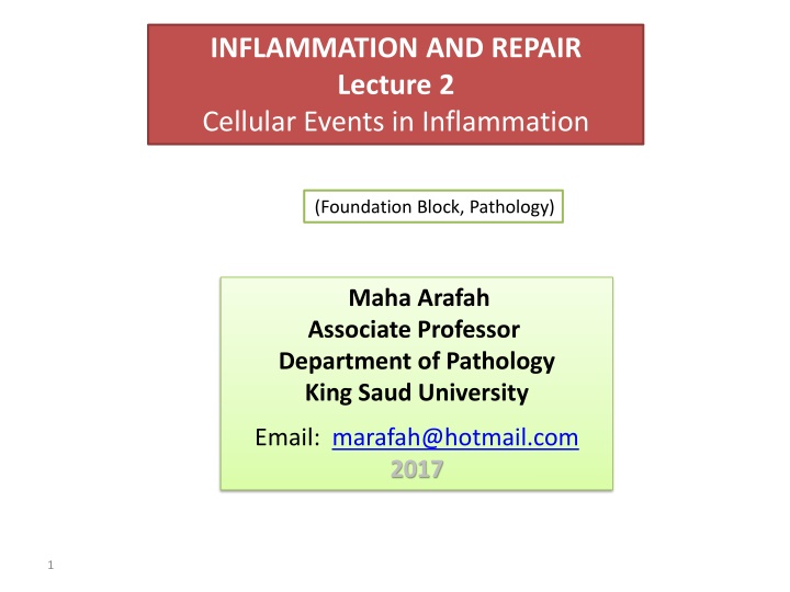 inflammation and repair lecture 2 cellular events