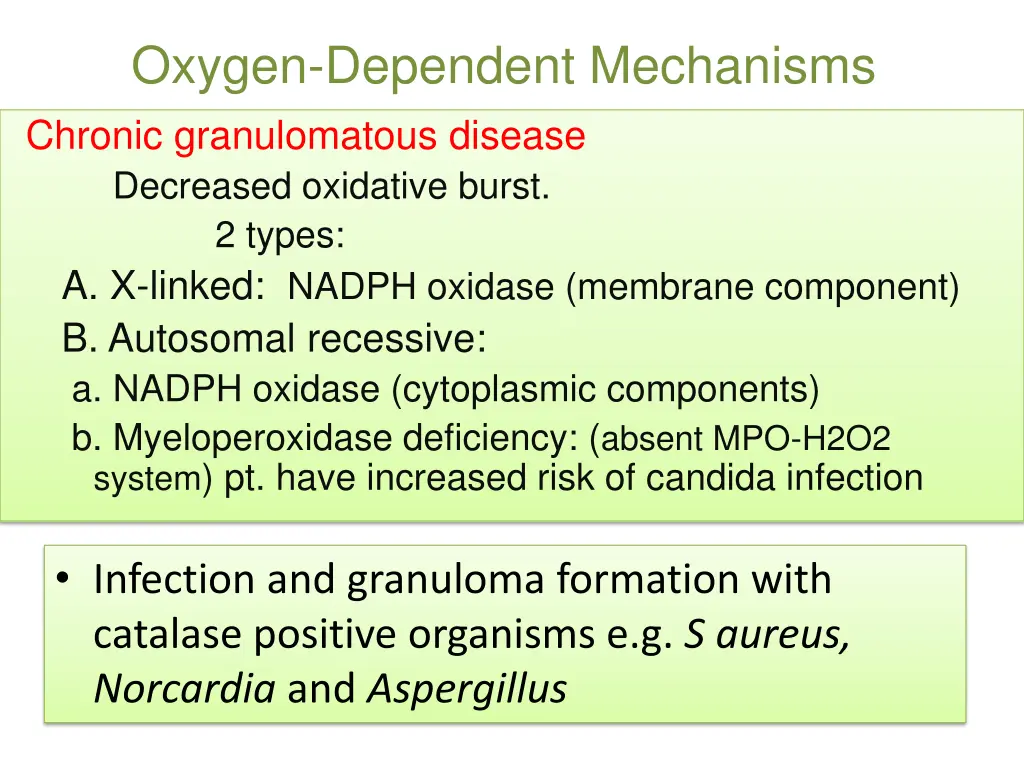 oxygen dependent mechanisms chronic granulomatous