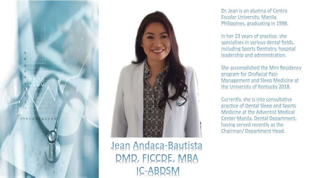 dr jean is an alumna of centro escolar university