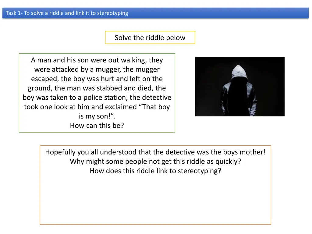 task 1 to solve a riddle and link 1