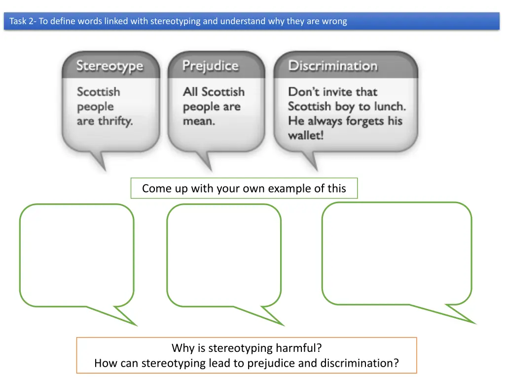 task 2 to define words linked with stereotyping 2